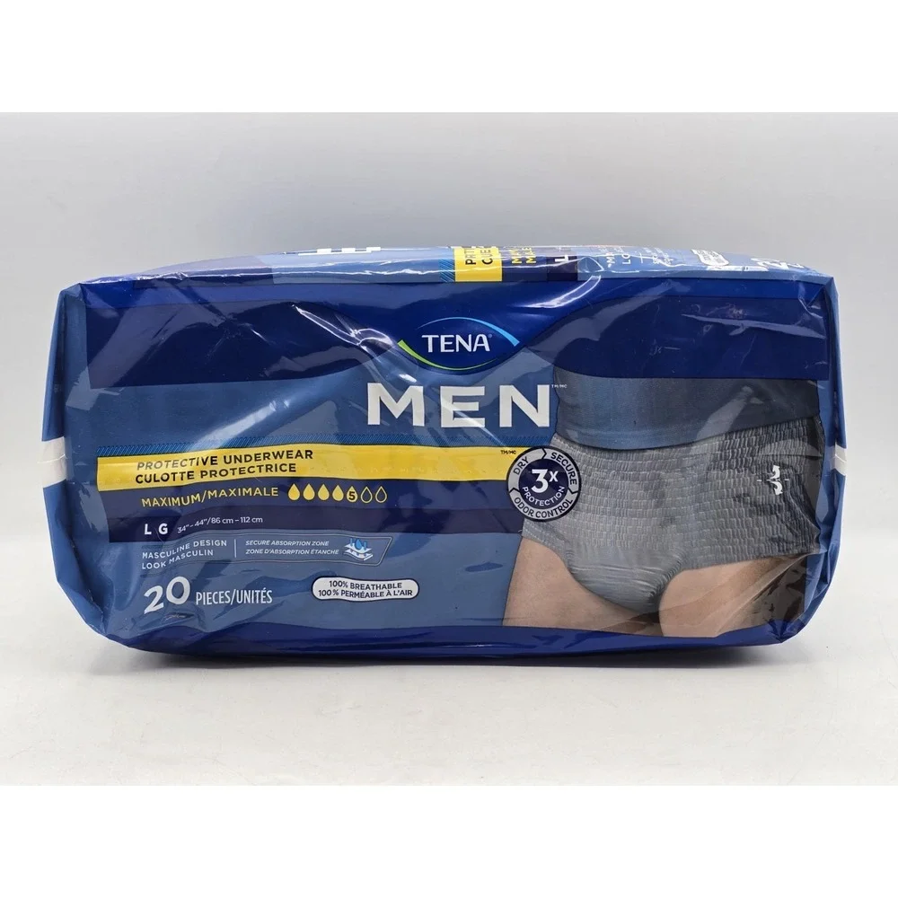 Tena Protective Incontinence Underwear for Men - Max Absorbency Size L - 20 Pack